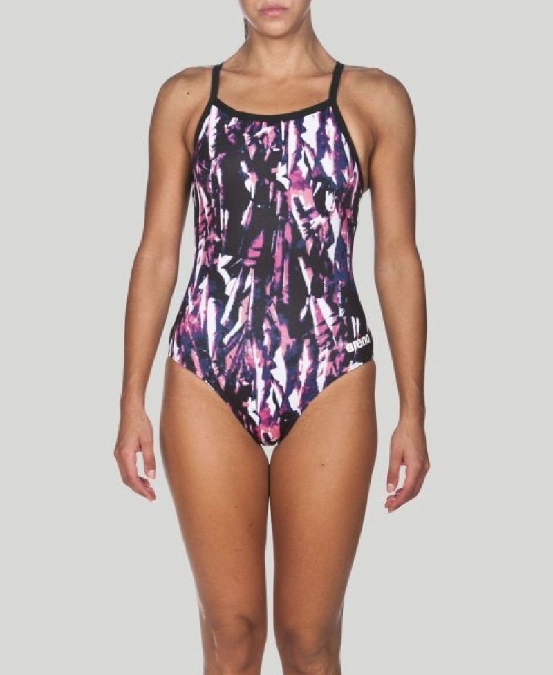 Pink Arena Painted Light Drop Back Women's Swimsuits | 80972788