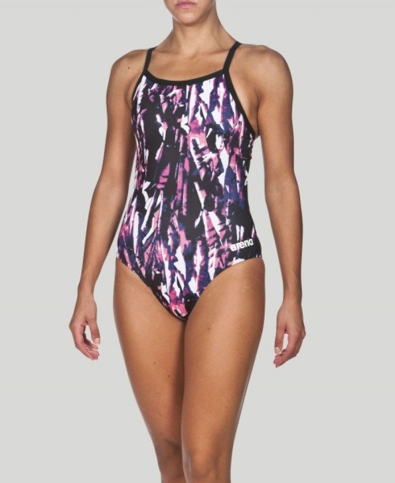 Pink Arena Painted Light Drop Back Women\'s Swimsuits | 80972788