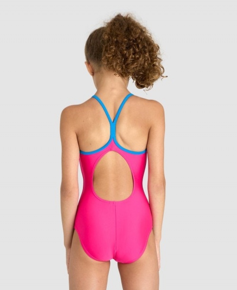 Pink Arena Solid Light Drop Back Girls' Swimsuits | 89818240