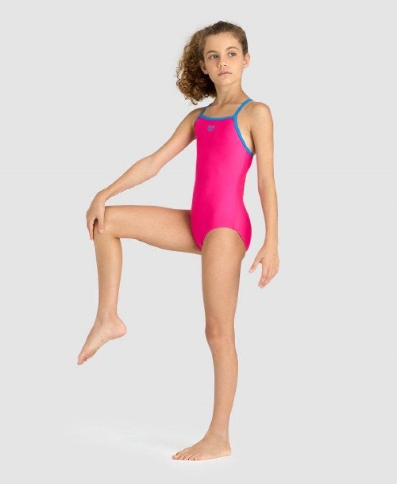 Pink Arena Solid Light Drop Back Girls' Swimsuits | 89818240