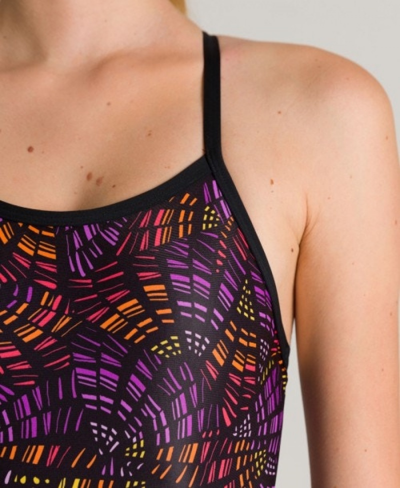 Purple Arena Abstract Mosaic Light Drop Women's Swimsuits | 20473603