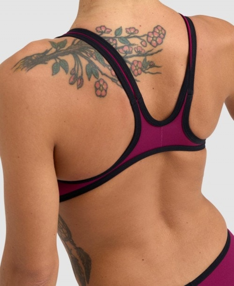 Purple Arena Big Logo Women's Swimsuits | 27581964