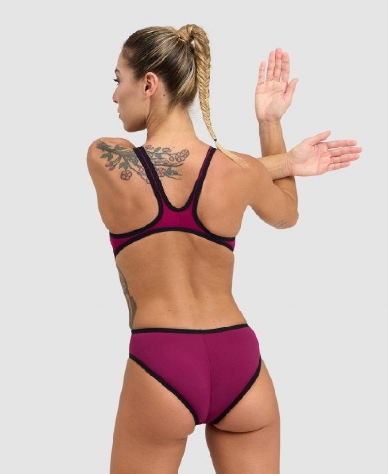 Purple Arena Big Logo Women's Swimsuits | 27581964