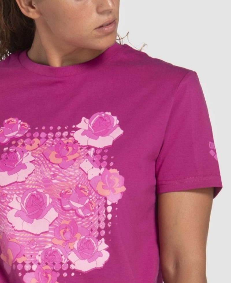 Purple Arena Breast Cancer Awareness Collection Women's T Shirts | 87803365