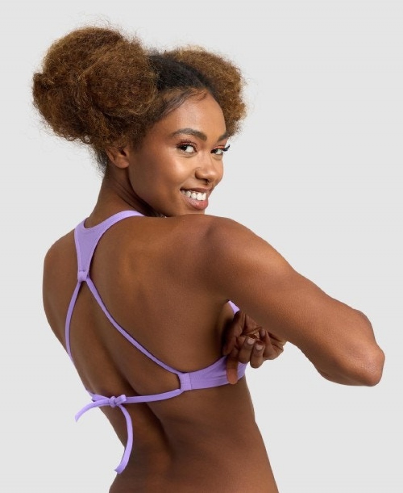 Purple Arena Crop Think Women's Bikini Tops | 24284638