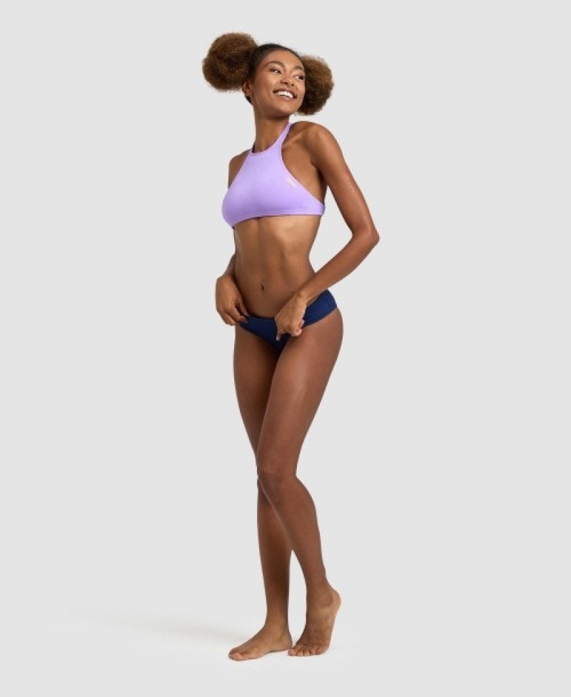 Purple Arena Crop Think Women's Bikini Tops | 24284638