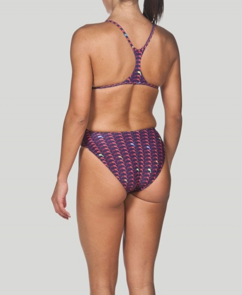 Purple Arena Dolphin Booster Back Women's Swimsuits | 6454480