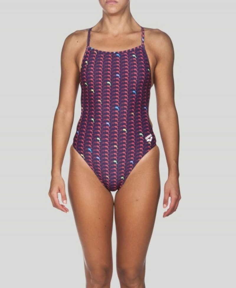 Purple Arena Dolphin Booster Back Women's Swimsuits | 6454480