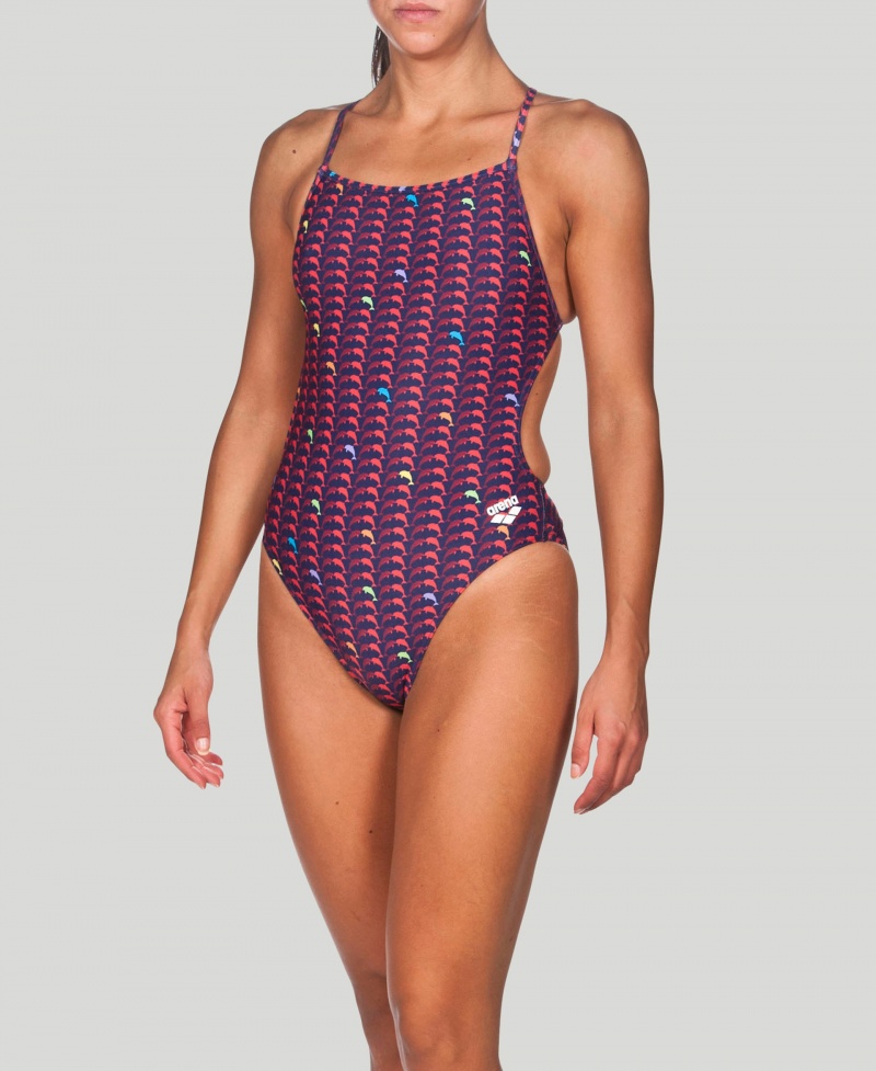 Purple Arena Dolphin Booster Back Women\'s Swimsuits | 6454480