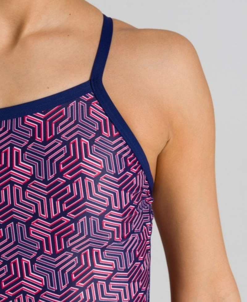 Purple Arena Kikko Light Drop Back Women's Swimsuits | 58359177