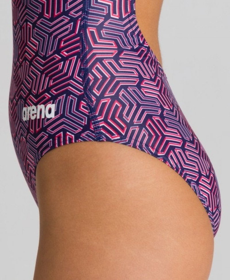 Purple Arena Kikko Light Drop Back Women's Swimsuits | 58359177