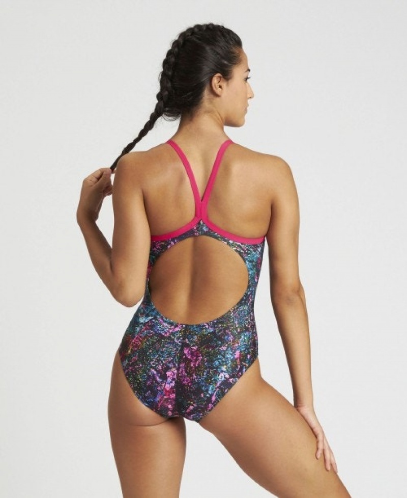 Purple Arena Mountains Texture Light Drop Back Women's Swimsuits | 41316795