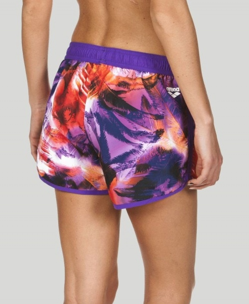 Purple Arena Palms Sport Women's Shorts | 24851619