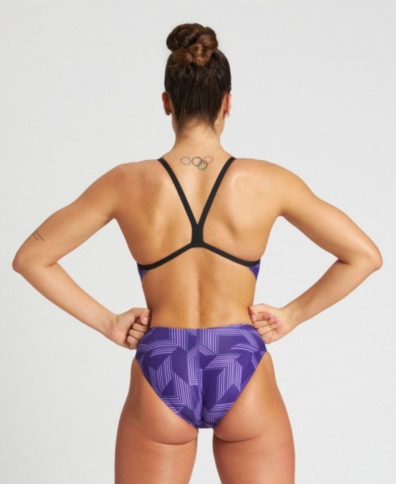 Purple Arena Puzzled Challenge Back Women's Swimsuits | 81558954