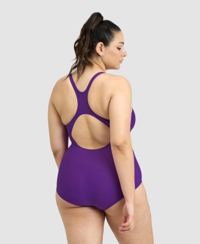 Purple Arena Solid Control Pro Back Plus Women's Swimsuits | 93344464