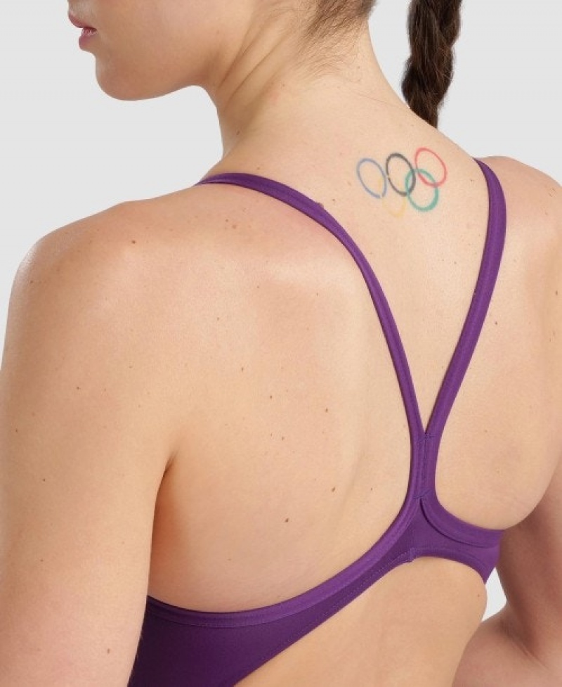 Purple Arena Team Light Drop Back Women's Swimsuits | 54106420