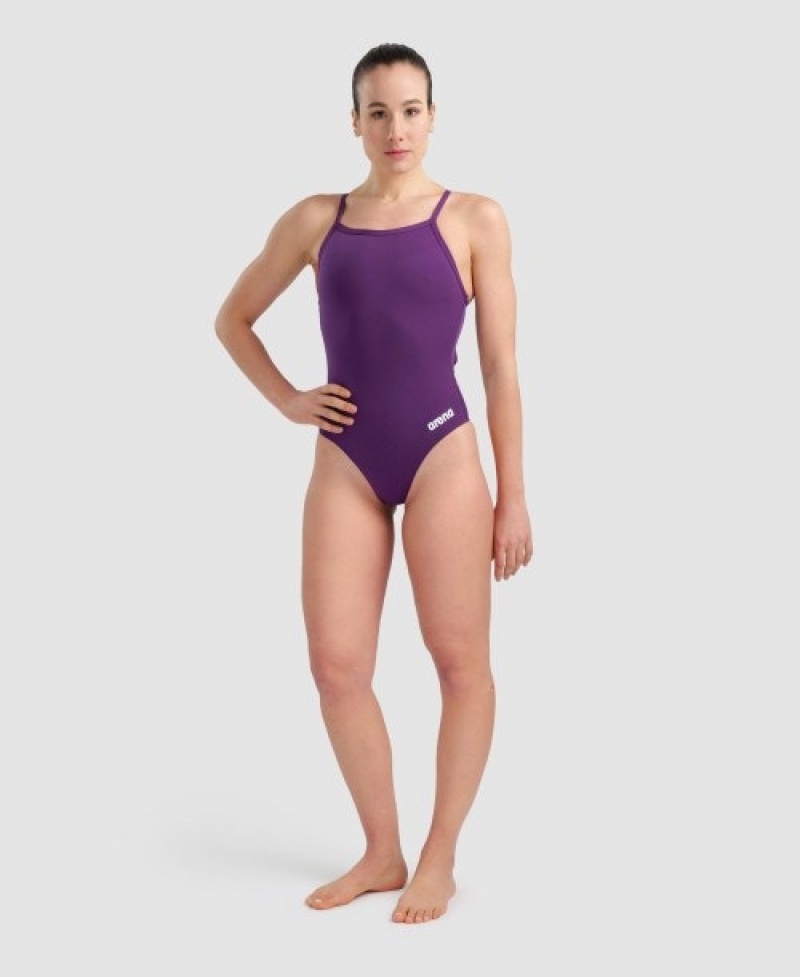 Purple Arena Team Light Drop Back Women's Swimsuits | 61222500