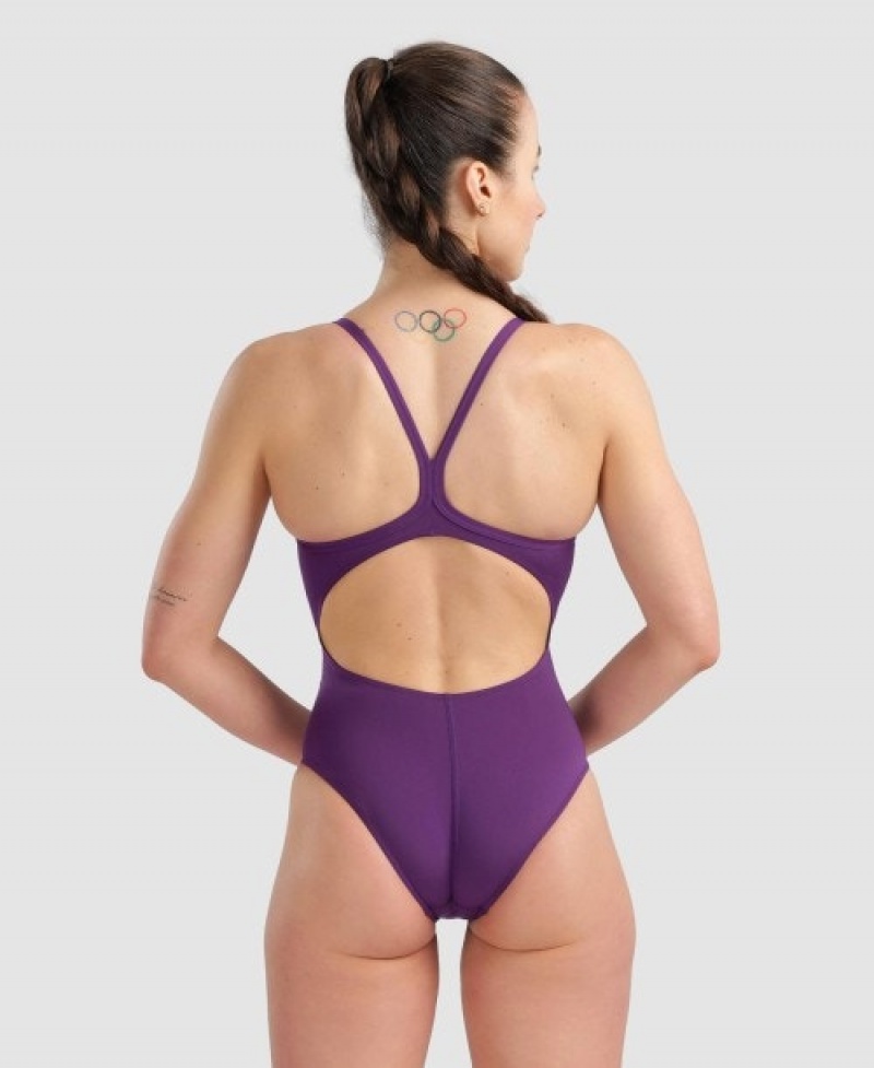 Purple Arena Team Light Drop Back Women's Swimsuits | 61222500