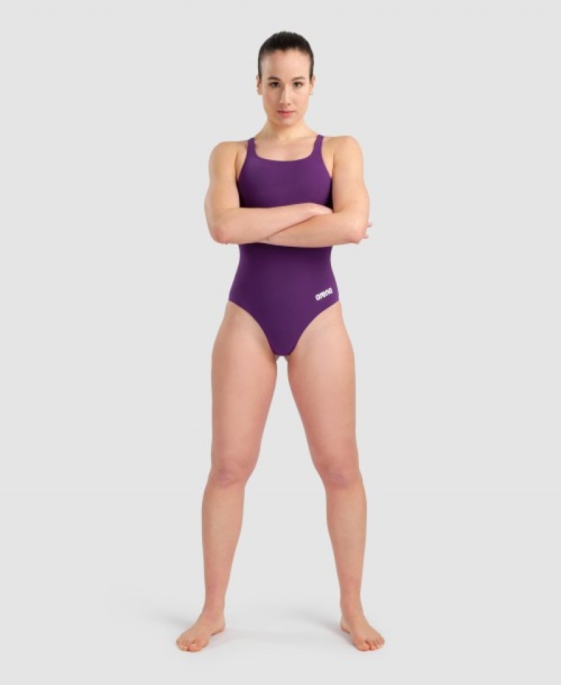 Purple Arena Team Swim Pro Solid Women's Swimsuits | 72868276