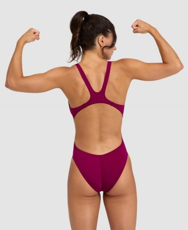 Purple Arena Team Swim Tech Solid Women's Swimsuits | 56490417