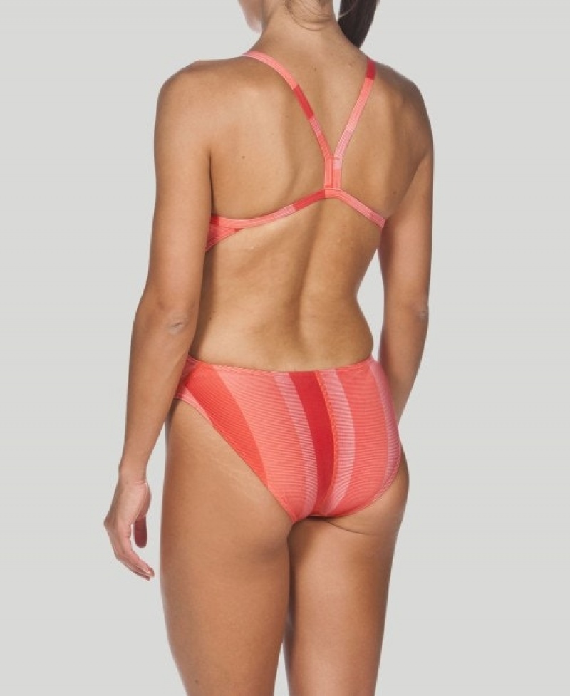 Red Arena Blended Stripe Challenge Back Women's Swimsuits | 93853541