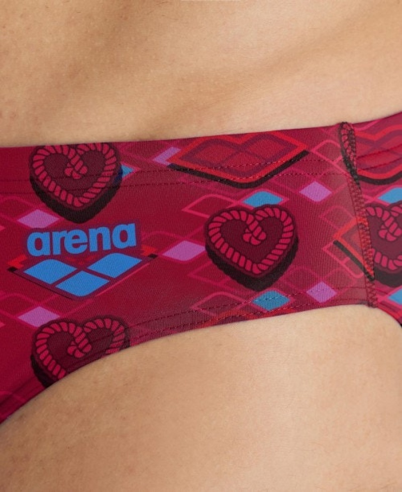 Red Arena Hearts Print Of The Month Men's Briefs | 3800208