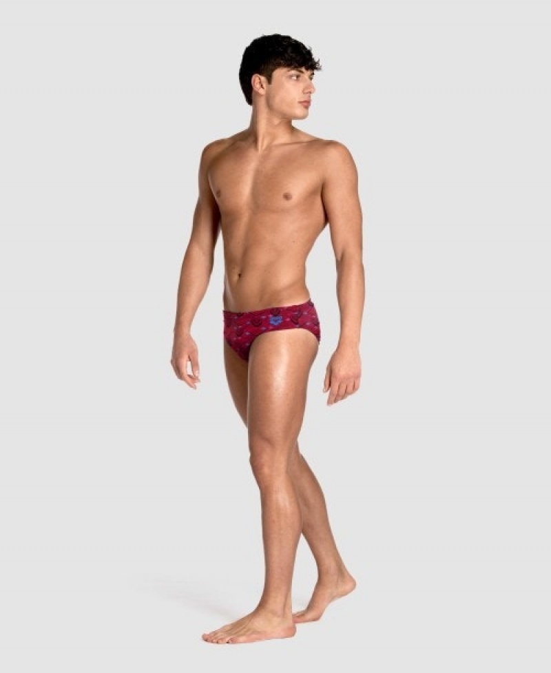 Red Arena Hearts Print Of The Month Men's Briefs | 3800208