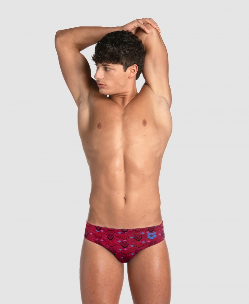 Red Arena Hearts Print Of The Month Men\'s Briefs | 3800208