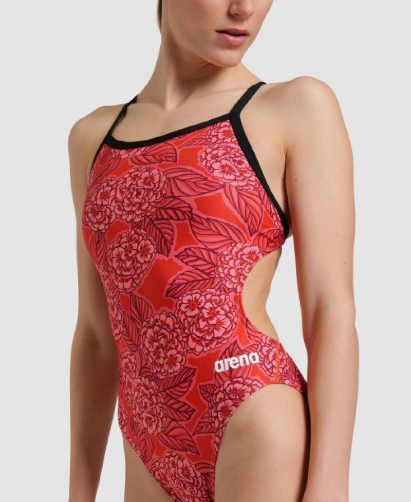 Red Arena Hydrangea Bouquet Challenge Back Women's Swimsuits | 7148570