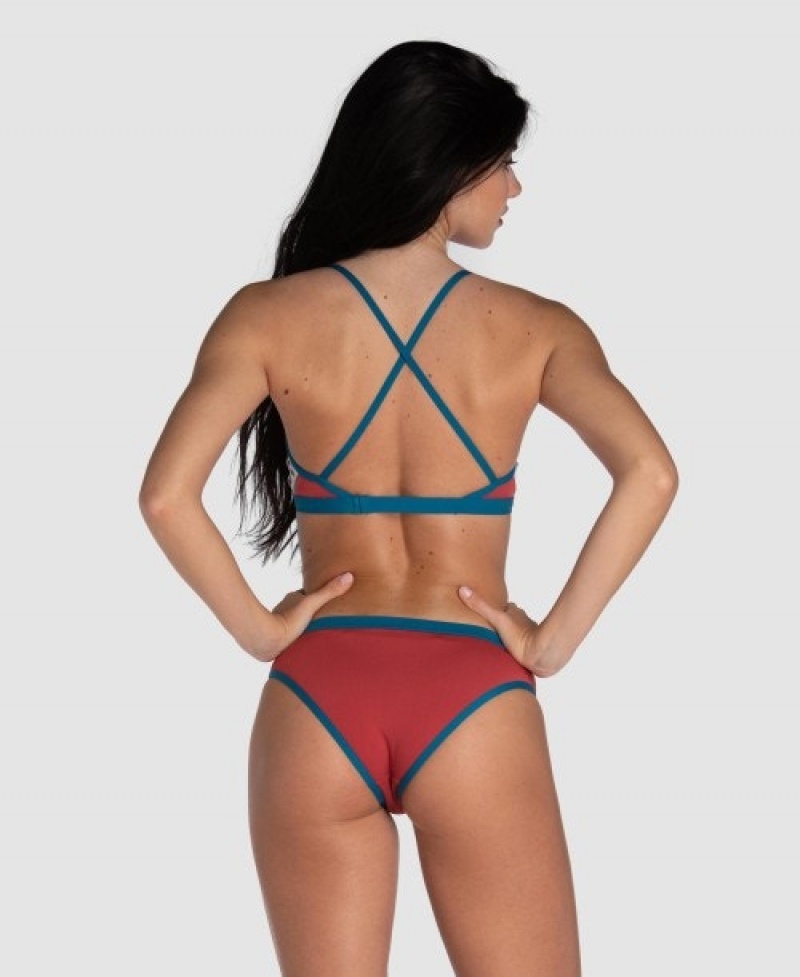 Red Arena Icons Solid Cross Back Women's Bikinis | 56604267