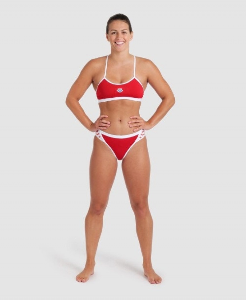 Red Arena Icons Solid Cross Back Women's Bikinis | 56604267