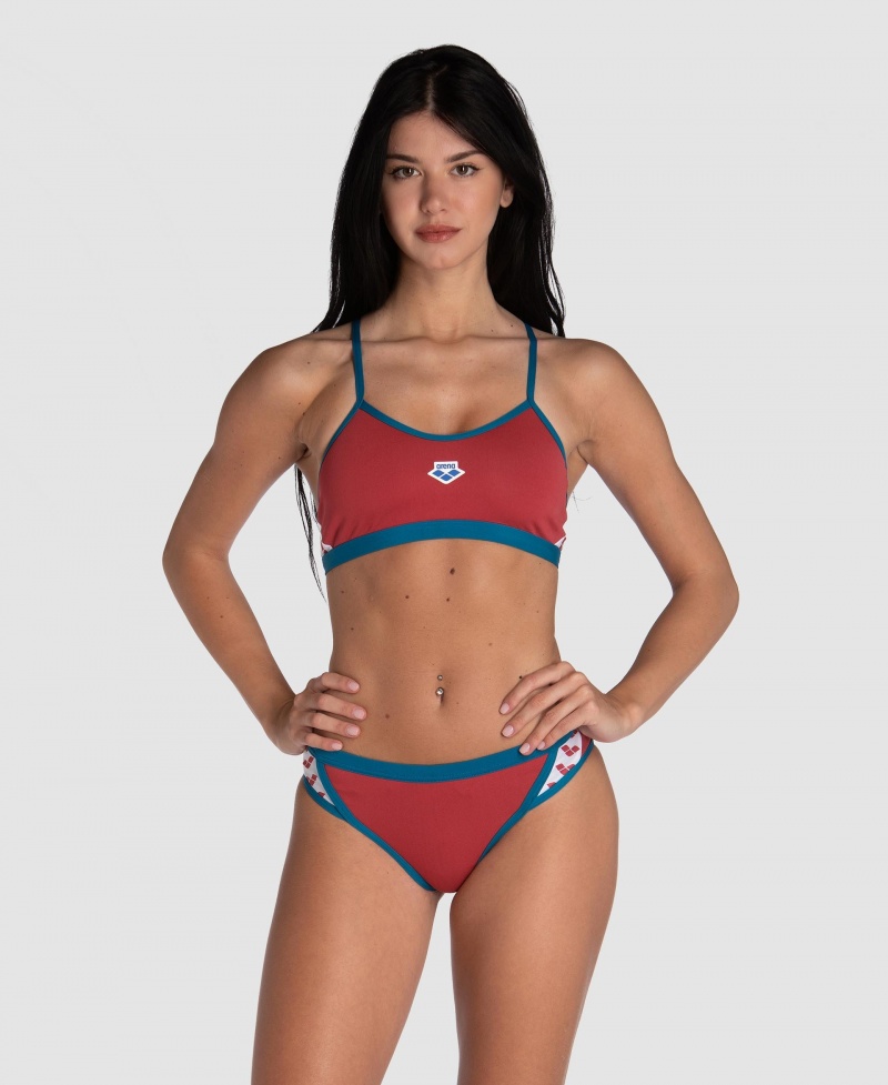 Red Arena Icons Solid Cross Back Women's Bikinis | 56604267