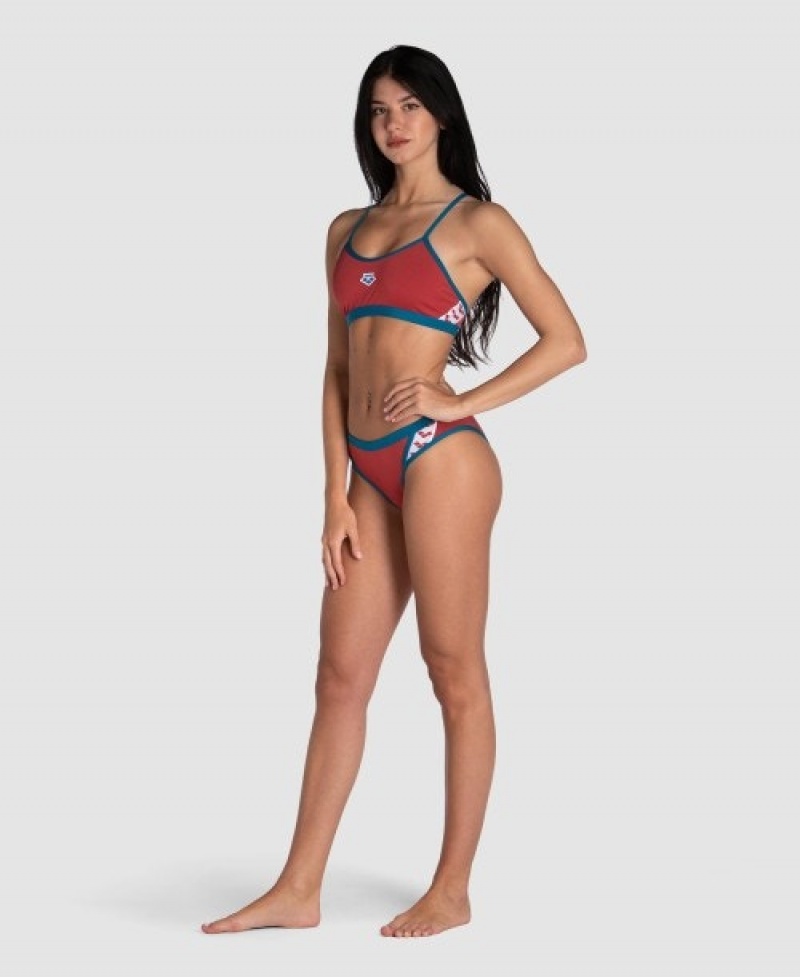 Red Arena Icons Solid Cross Back Women's Bikinis | 56604267