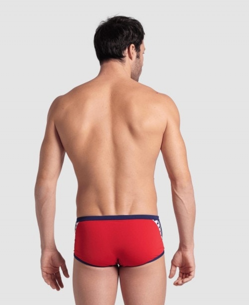 Red Arena Icons Solid Low Waist Men's Swim Trunks | 74234653