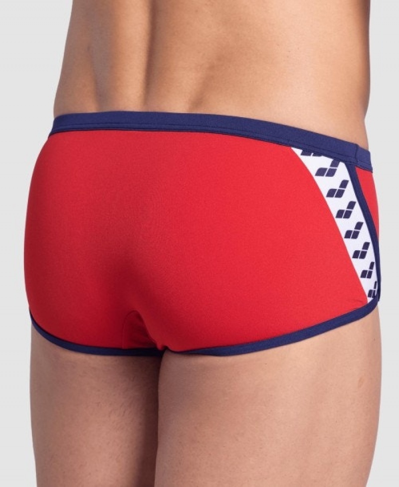 Red Arena Icons Solid Low Waist Men's Swim Trunks | 74234653