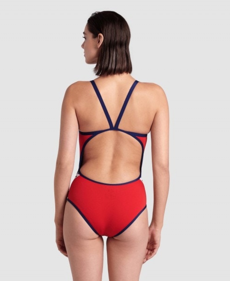 Red Arena Icons Super Fly Back Solid Women's Swimsuits | 86544374