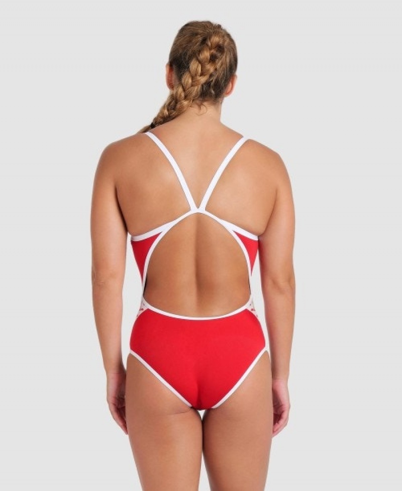 Red Arena Icons Super Fly Back Solid Women's Swimsuits | 37928050