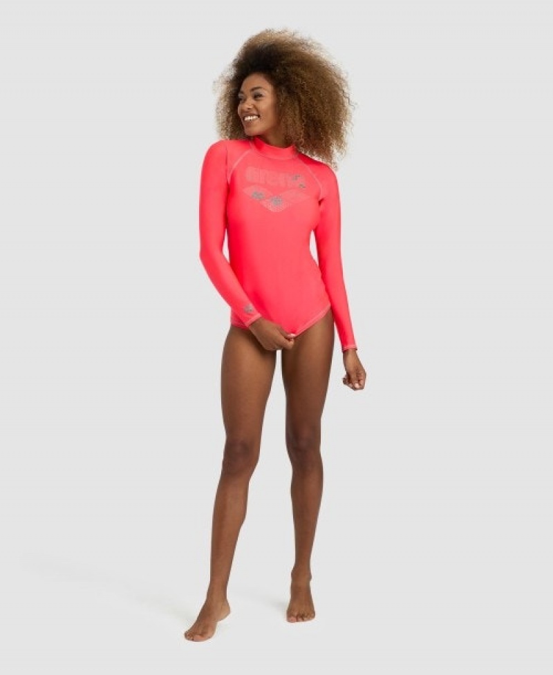 Red Arena Long Sleeve Women's Rashguards | 94768385