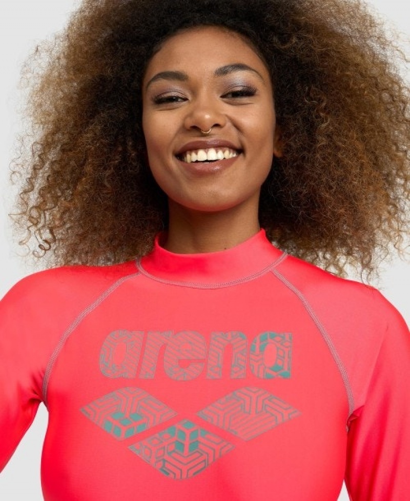 Red Arena Long Sleeve Women's Rashguards | 94768385