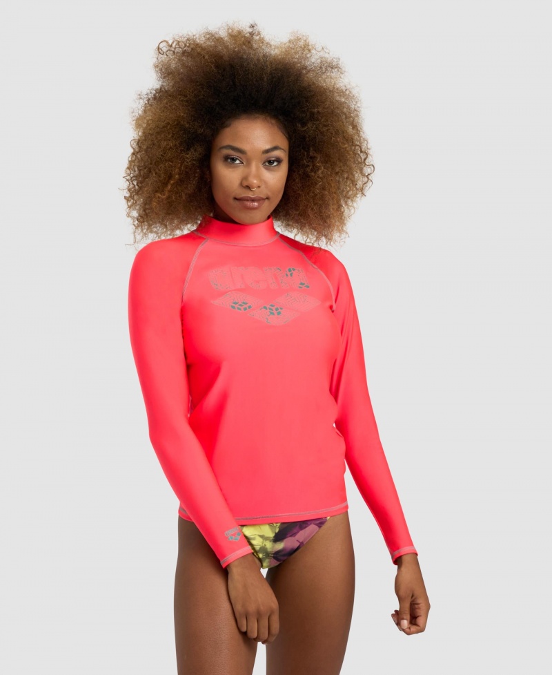 Red Arena Long Sleeve Women\'s Rashguards | 94768385