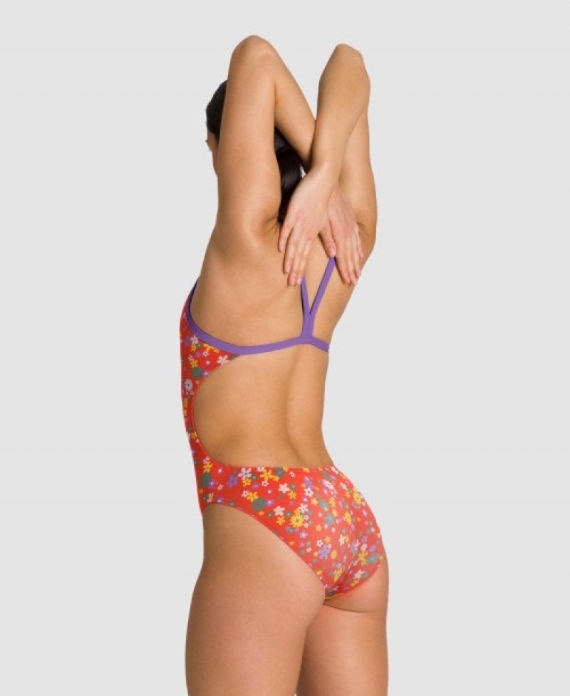 Red Arena Lydia Jacoby Capsule Collection Challenge Back - Vintage Floral Women's Swimsuits | 45764889