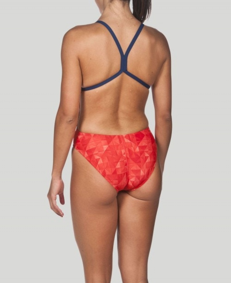 Red Arena Origami Light Tech Back Women's Swimsuits | 29155483