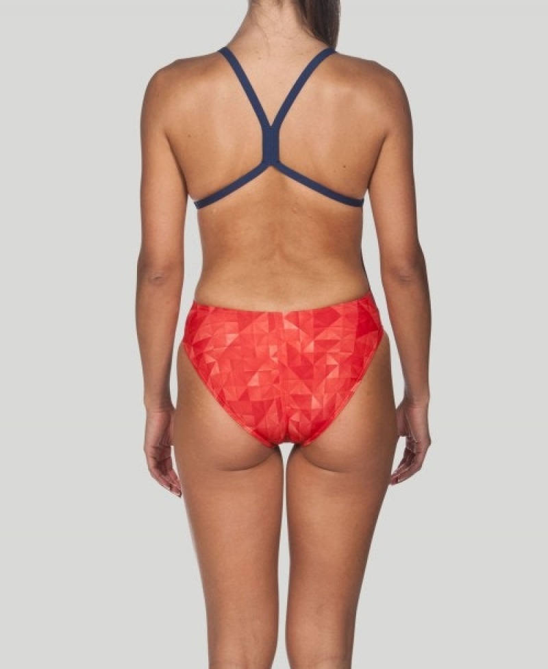 Red Arena Origami Light Tech Back Women's Swimsuits | 29155483