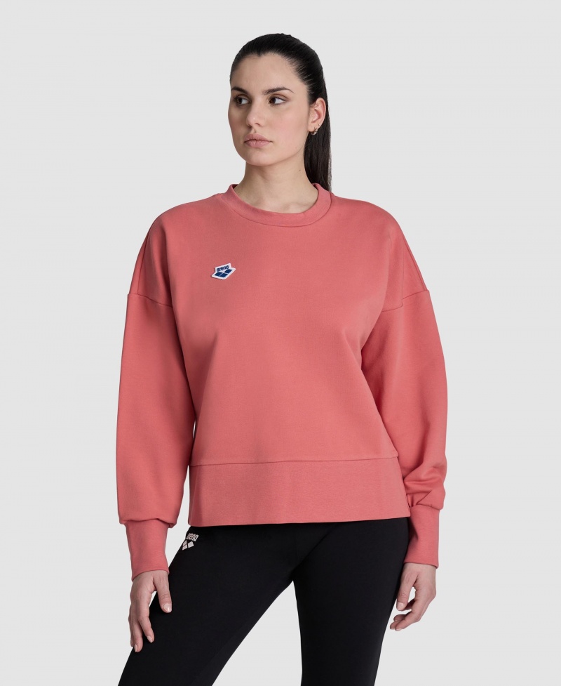 Red Arena Oversized Crew Neck Women\'s Sweatshirts | 79424508