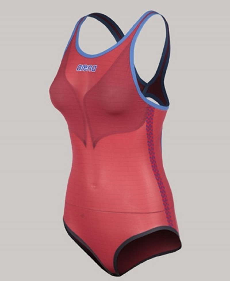 Red Arena Powerskin Carbon Duo Top Women's Racing Suit | 16372647