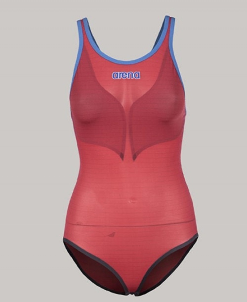 Red Arena Powerskin Carbon Duo Top Women's Racing Suit | 16372647