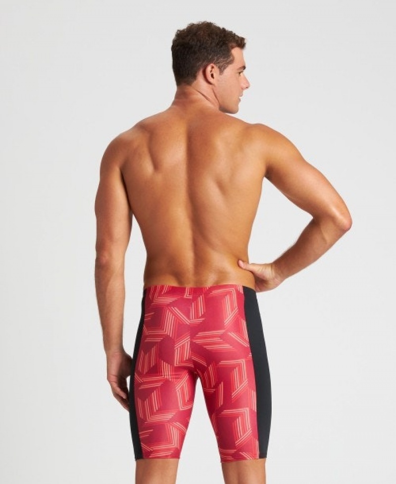 Red Arena Puzzled Jammer Men's Swim Shorts | 65663939