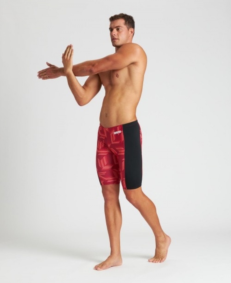 Red Arena Puzzled Jammer Men's Swim Shorts | 65663939