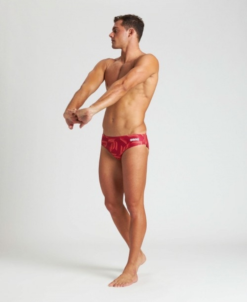 Red Arena Puzzled Men's Briefs | 84600521