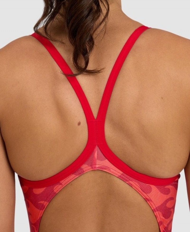 Red Arena Ride The Wave Light Drop Back Women's Swimsuits | 83725925